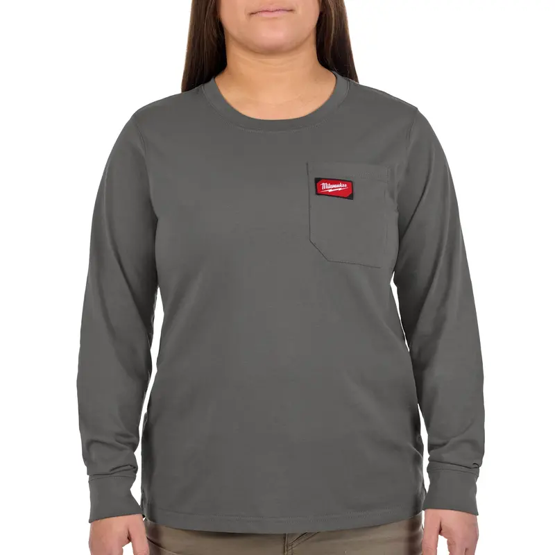 Milwaukee Women'S Gridiron Long Sleeve Pocket T-Shirt – Gray, 2X (F551G-2X) 1