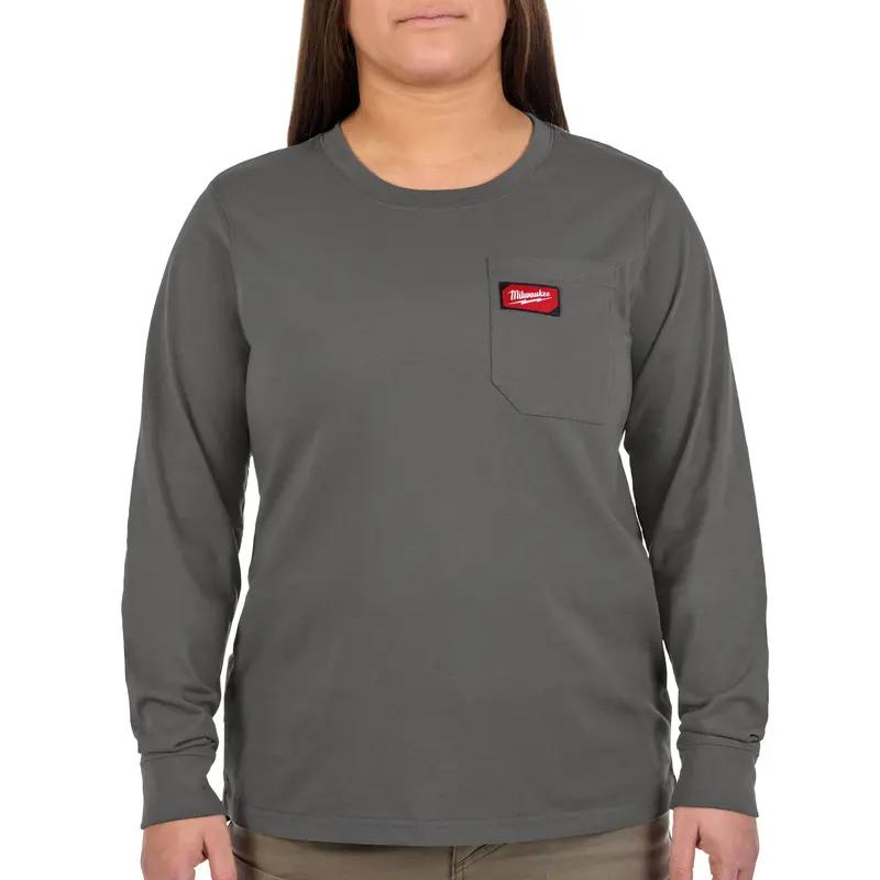Milwaukee Women'S Long-Sleeve Pocket T-Shirt In Gray – Size S (F551G-S) 1