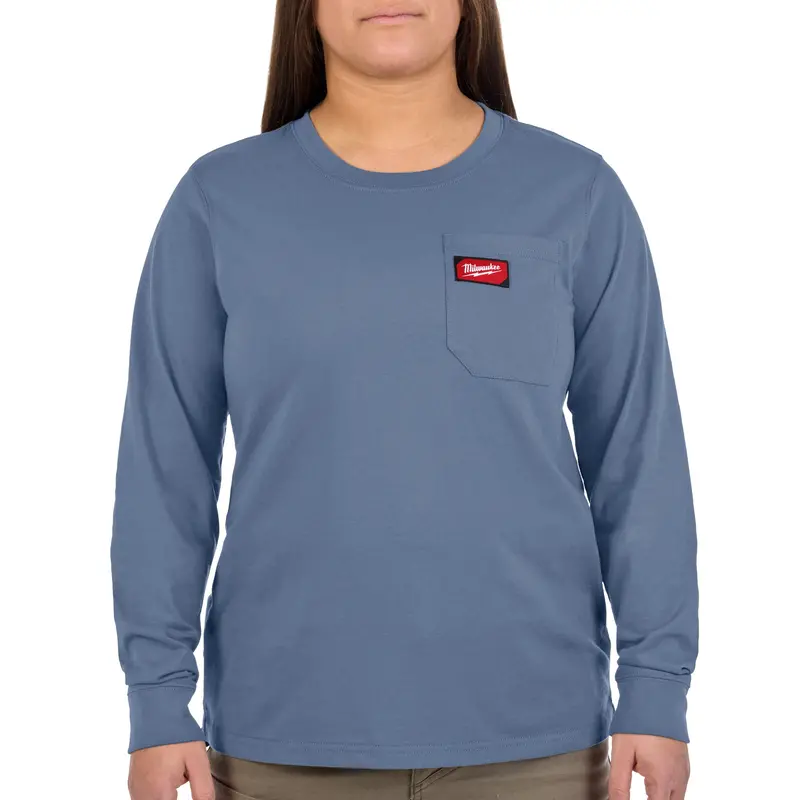 Milwaukee Women'S Long-Sleeve Pocket T-Shirt In Light Blue – Size M (F551U-M) 1