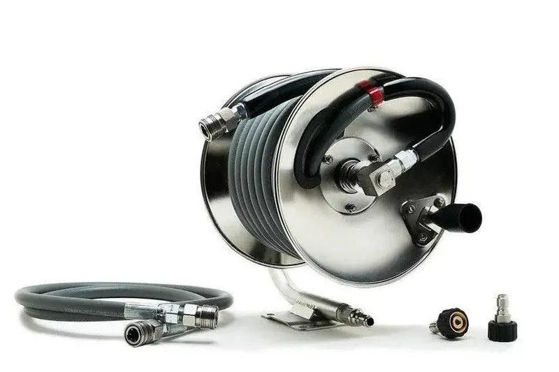 Mtm Hydro 50-Foot Prima Hose Reel Bundle – Heavy-Duty Retractable Hose System With Mounting Hardware 1