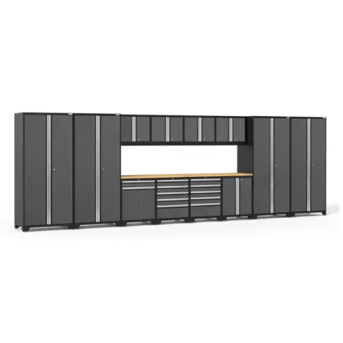 Newage Pro Series 14-Piece Workshop Cabinet System With Lockers, Base & Wall Units, Tool Drawer, Multi-Function Cabinets, And 56-Inch Worktop 1