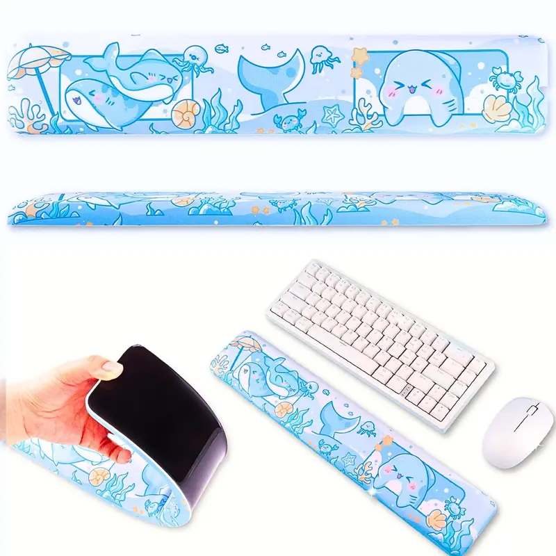 Pastel Blue Shark-Shaped Wrist Rest | Kawaii Anime Ergonomic Support 1