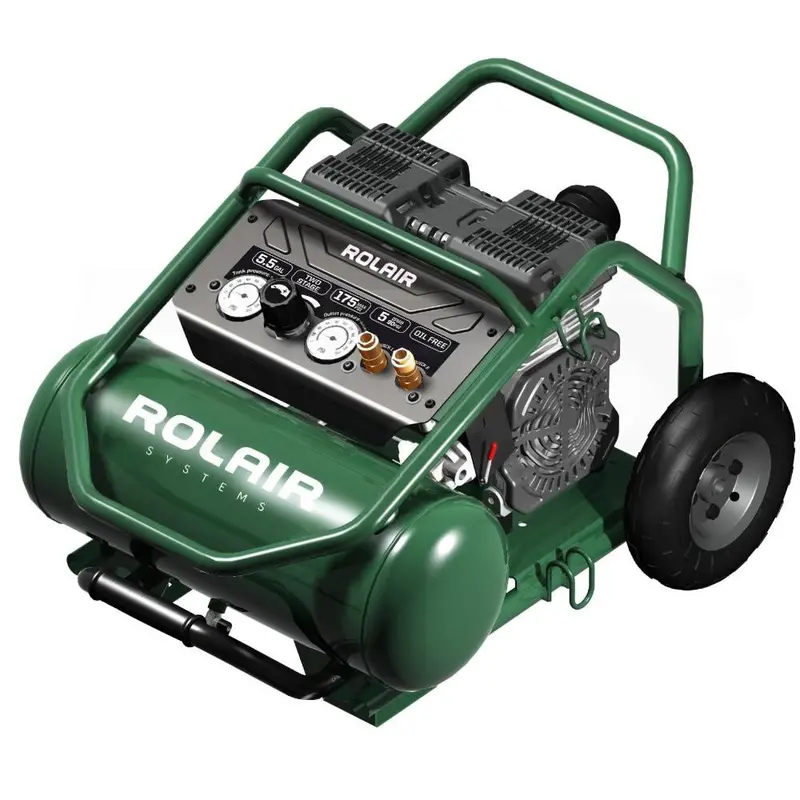 Rolair 5-Gallon 2-Stage Electric Air Compressor – 2 Hp, 5 Cfm, 175 Psi, Wheeled Design 1