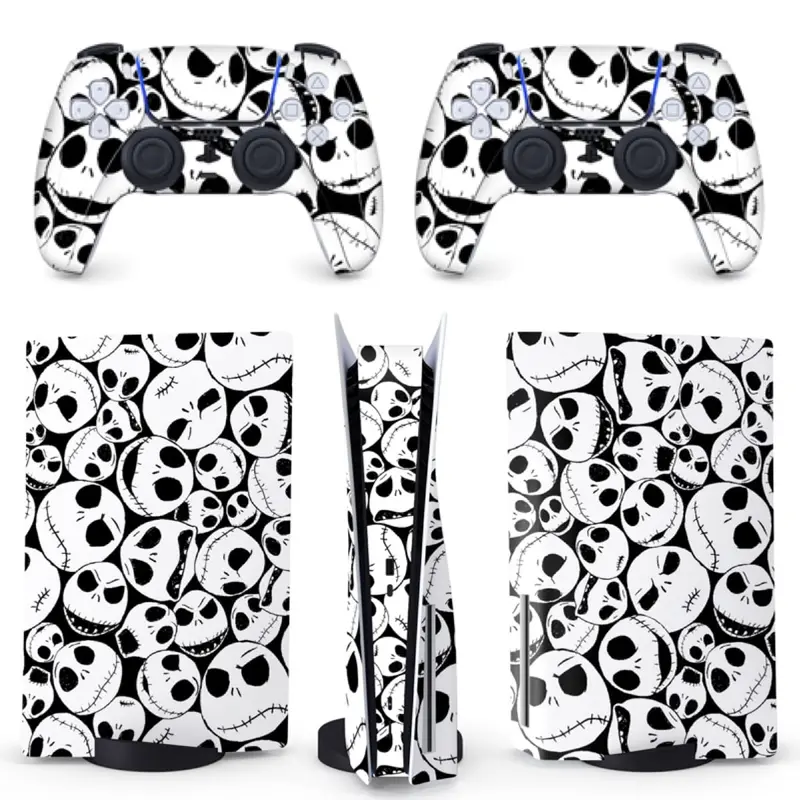 Skull-Embossed Ps5 Skin | Gothic Halloween Vinyl Controller Wrap 1