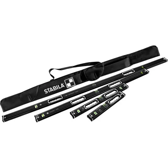 Stabila Dark Shadow Spirit Level Set – 16", 24", 48", 72" With Carrying Case (37400) 1