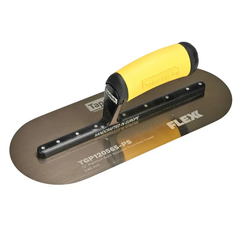 Tapetech Premium Gold Steel Pool Trowel – Rounded Front Design 1