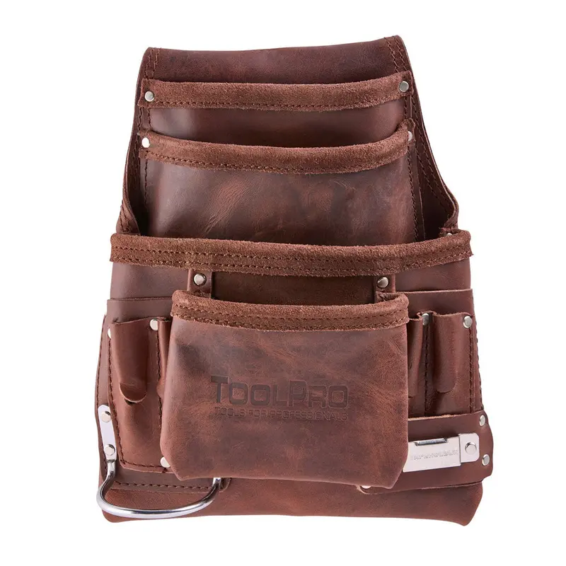 Toolpro 10-Pocket Oil-Tanned Nail Pouch — Belt-Mountable Design 1