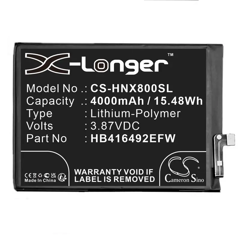 3.87V Li-Polymer 4000Mah Smartphone Battery For Honor Hb416492Efw And Tecno Fy-Lx1/Lx2 (15.48Wh) 1