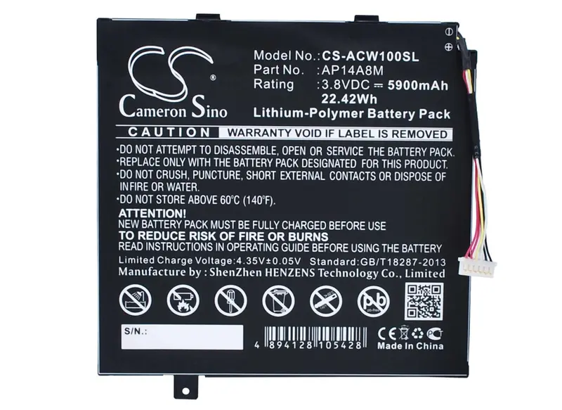 Acer A3-A20 Tablet Battery – 3.8V Li-Polymer, 5900Mah (22.42Wh), Model Ap14A4M 1