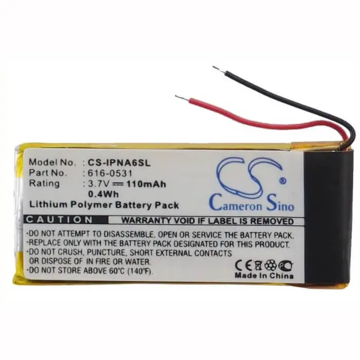 Apple Ipod Nano 6Th Gen Battery – 3.7V 110Mah Li-Polymer (616-0531, 0.41Wh) 1