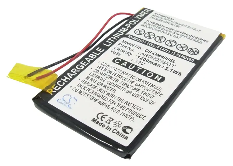 Archos Av402E & Gmini 400 Media Player Battery – 3.7V Li-Polymer, 1400Mah, 5.18Wh 1