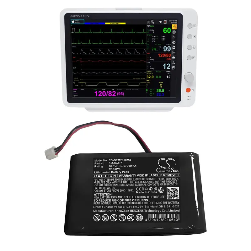 Bionet Bm7 Vet Elite Medical Device Battery – 10.8V 6700Mah Li-Ion (72.36Wh), Model 68L335-Bio-S 1