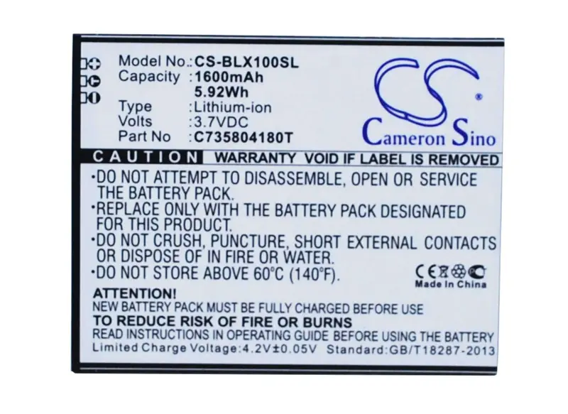 Blu Smartphone Battery – 3.7V Li-Ion, 1600Mah (5.92Wh) For C735804180T, L100 & L100A 1