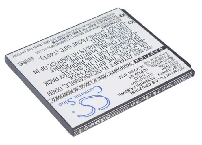 Coolpad Smartphone Battery – 3.7V 1250Mah Li-Ion (4.63Wh) For 5876, 5890, And 7260S Models 1