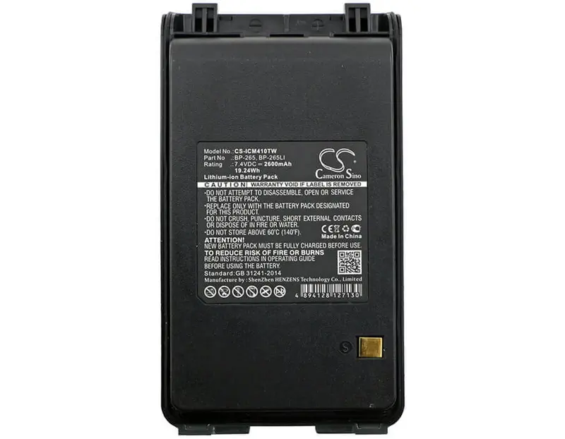 Icom Ic-V80E / Ic-U80E Two-Way Radio Battery – 7.4V Li-Ion, 2600Mah, 19.24Wh (Replaces Bp-265) 1