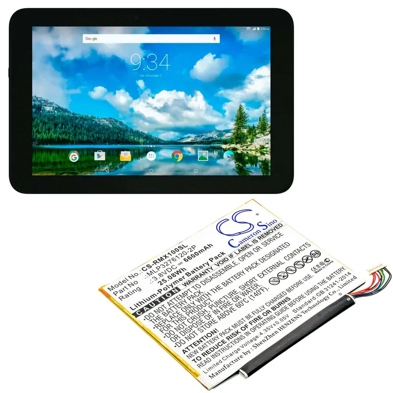 Verizon Ellipsis 10 Tablet Battery – 3.8V 6600Mah Li-Polymer (Mlp3276120-2P, 25.08Wh) 1